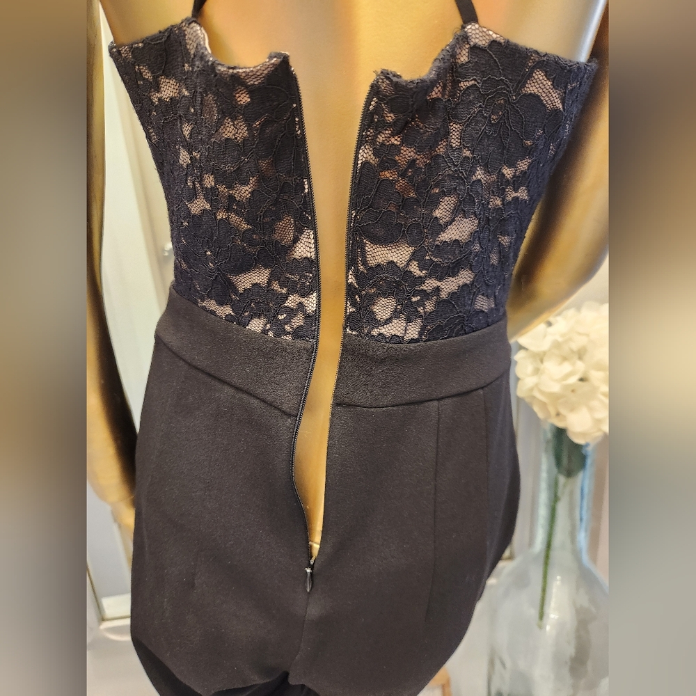 Express Black Jumpsuit with Elegant Lace Detailing - Picture 3 of 16